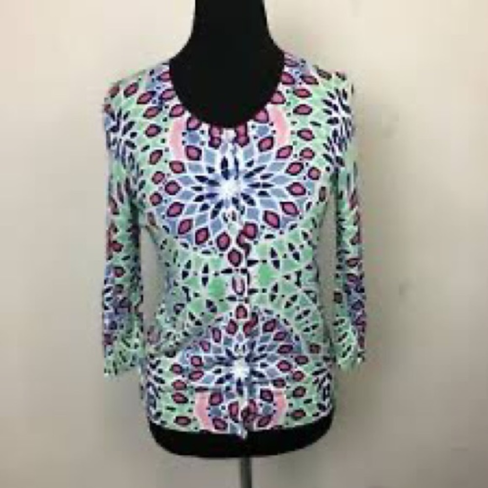 NWT TALBOTS Cotton Multicolor Cardigan Sweater SP - Picture 5 of 5